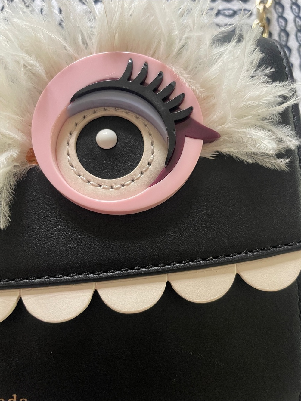 kate spade Black Crossbody with Pink Faux-Fur Eye Details - Picture 4 of 13